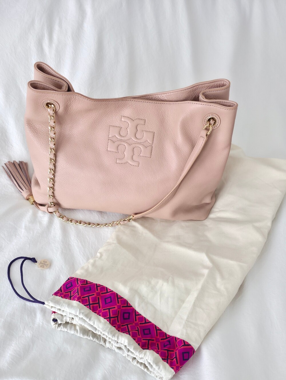 Tory Burch Pink Leather Chain-Handle Shoulder Bag